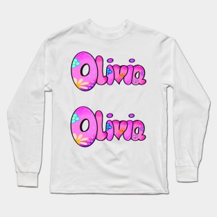 Olivia girls first name in pink pack of 2 personalised personalized customized name Olivia Long Sleeve T-Shirt